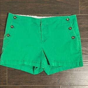 Banana Republic Bright Green High-Waist Button-Trim Shorts